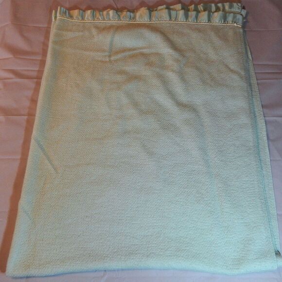 Fieldcrest Cannon Satin Trim Blanket Rebecca D. Mint Green Waffle Weave Twin SZ - Picture 6 of 9